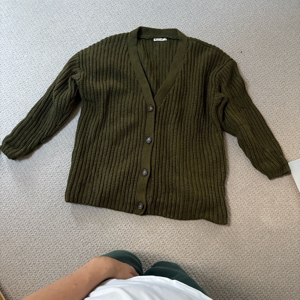 Marine Layer Forest Green Ribbed Cardigan